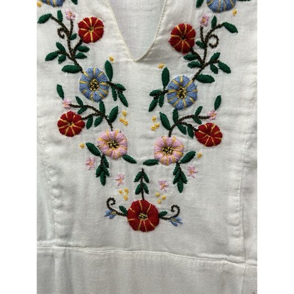 Lucky Brand Dress Womens Large Embroidered Colorful Flowers Half Sleeve Boho - Picture 6 of 8